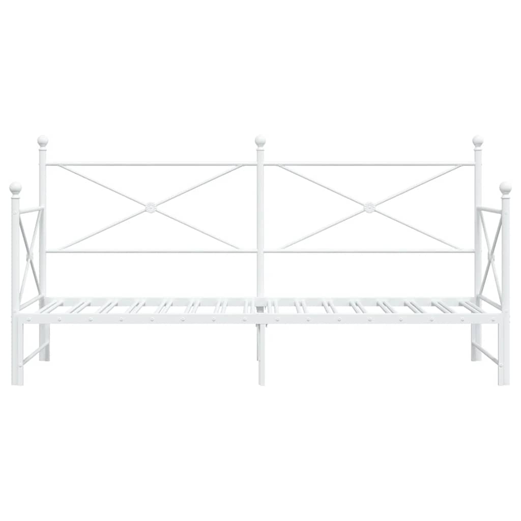 White Steel Daybed with Trundle 90x200 cm - No Mattress Included