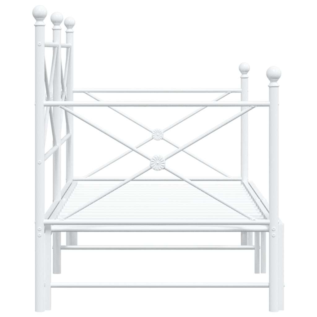 White Steel Daybed with Trundle 90x200 cm - No Mattress Included