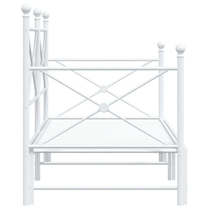 White Steel Daybed with Trundle 90x200 cm - No Mattress Included