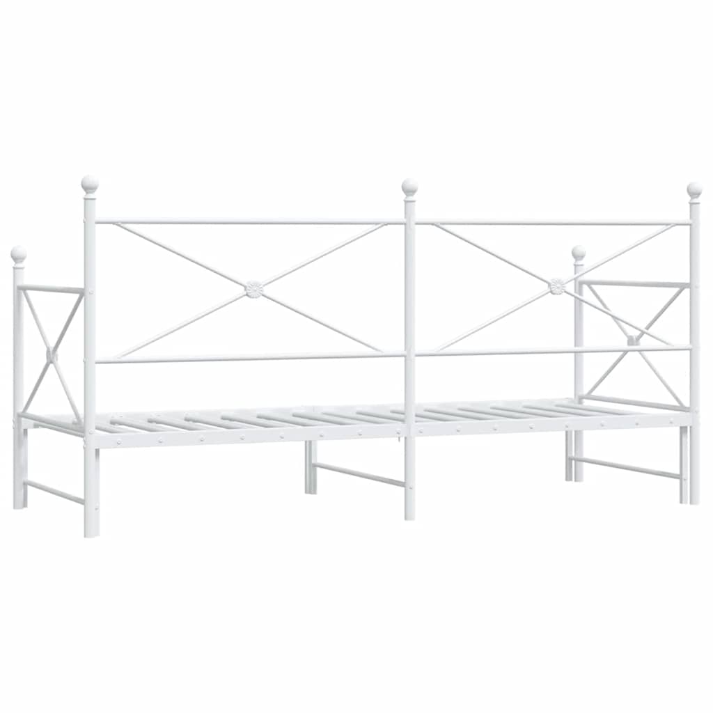 White Steel Daybed with Trundle 90x200 cm - No Mattress Included