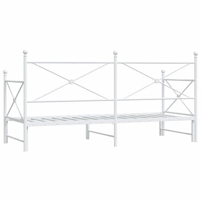 White Steel Daybed with Trundle 90x200 cm - No Mattress Included