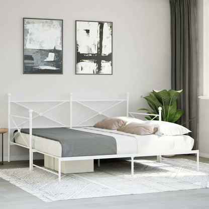 Daybed with Trundle without Mattress White 100x190 cm Steel