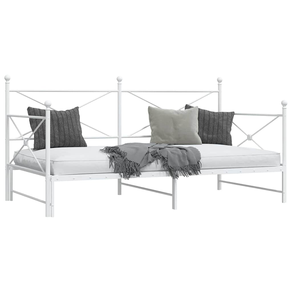 Daybed with Trundle without Mattress White 100x190 cm Steel