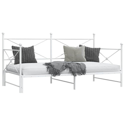 Daybed with Trundle without Mattress White 100x190 cm Steel