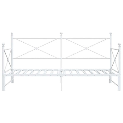Daybed with Trundle without Mattress White 100x190 cm Steel