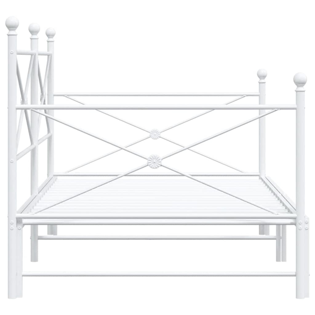 Daybed with Trundle without Mattress White 100x190 cm Steel