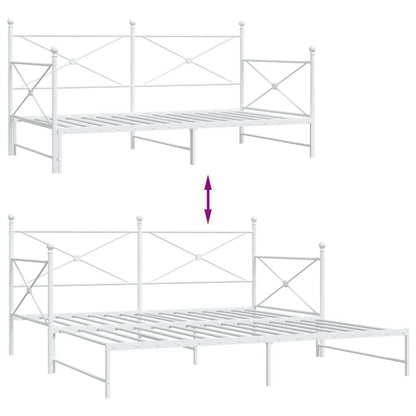 Daybed with Trundle without Mattress White 100x190 cm Steel
