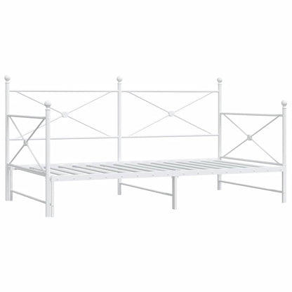White Steel Daybed with Trundle - 100x200cm, No Mattress Included