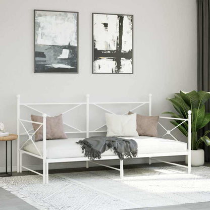 White Steel Daybed with Trundle - 100x200cm, No Mattress Included
