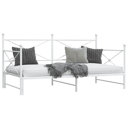 White Steel Daybed with Trundle - 100x200cm, No Mattress Included