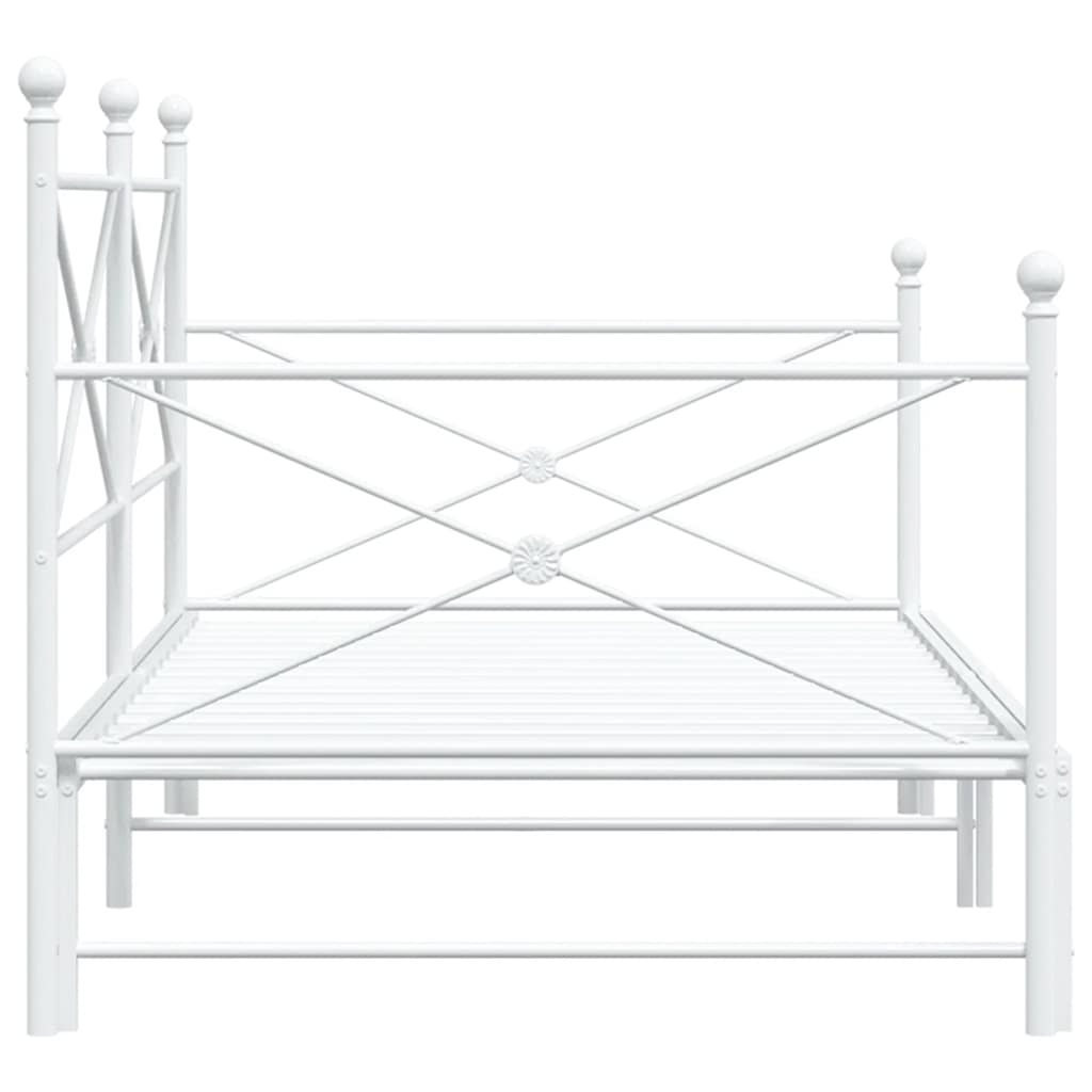 White Steel Daybed with Trundle - 100x200cm, No Mattress Included