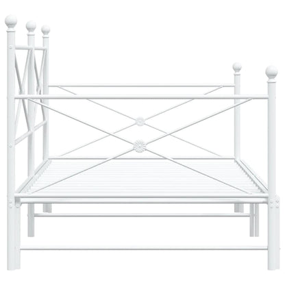 White Steel Daybed with Trundle - 100x200cm, No Mattress Included