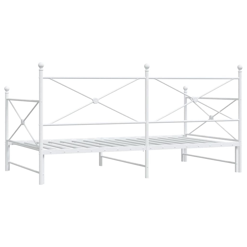 White Steel Daybed with Trundle - 100x200cm, No Mattress Included