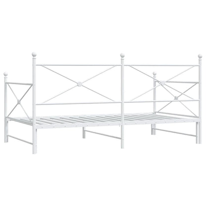 White Steel Daybed with Trundle - 100x200cm, No Mattress Included