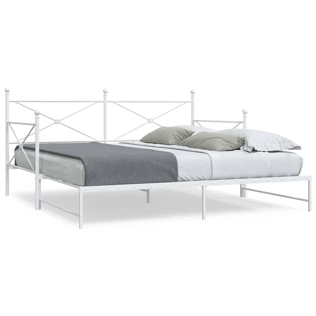 White Steel Daybed with Trundle - 100x200cm, No Mattress Included