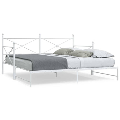 White Steel Daybed with Trundle - 100x200cm, No Mattress Included