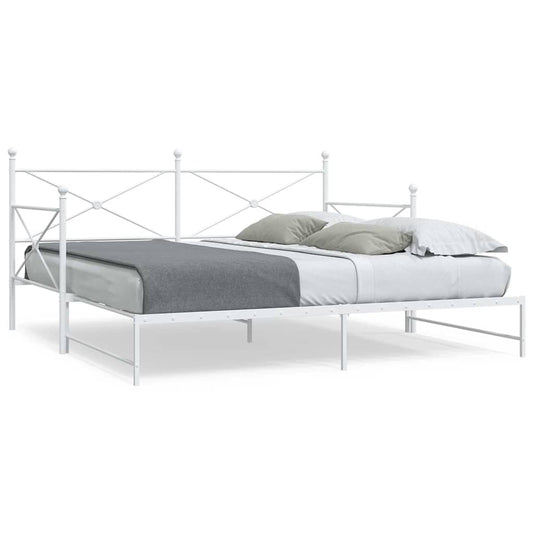 White Steel Daybed with Trundle - 100x200cm, No Mattress Included