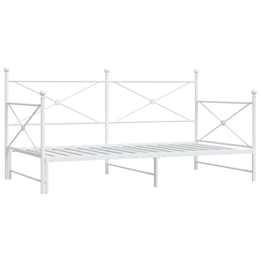 White Steel Daybed with Trundle - No Mattress, 107x203 cm