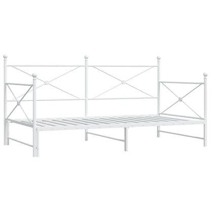 White Steel Daybed with Trundle - No Mattress, 107x203 cm
