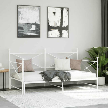 White Steel Daybed with Trundle - No Mattress, 107x203 cm