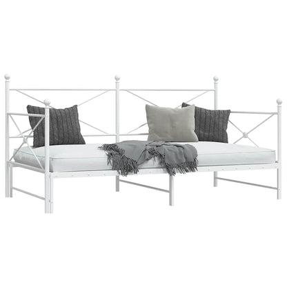 White Steel Daybed with Trundle - No Mattress, 107x203 cm