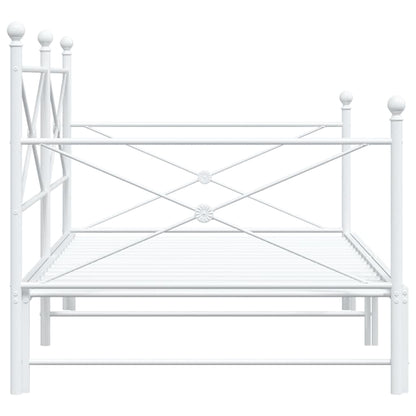 White Steel Daybed with Trundle - No Mattress, 107x203 cm