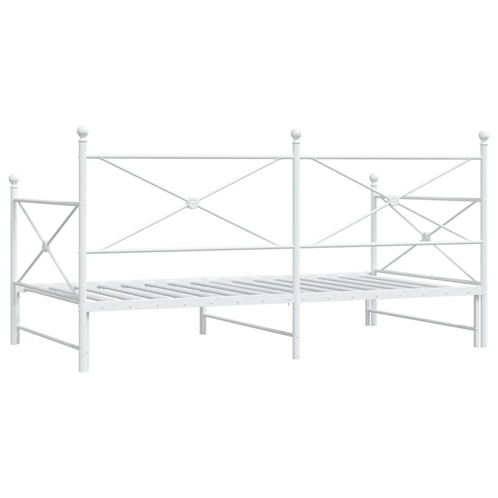 White Steel Daybed with Trundle - No Mattress, 107x203 cm