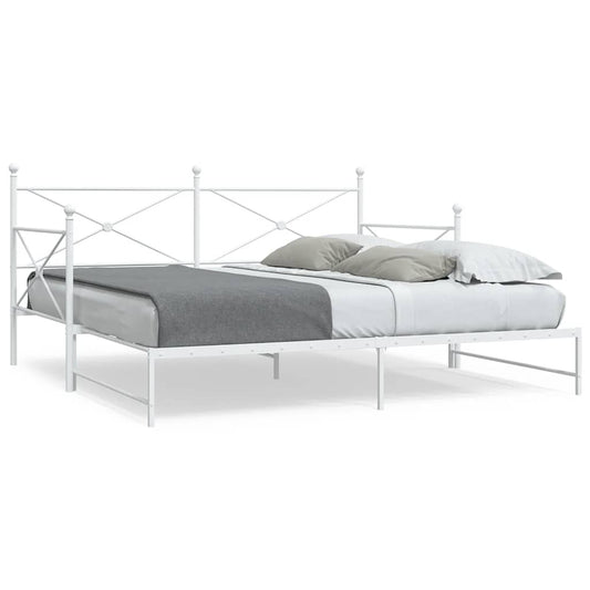 White Steel Daybed with Trundle - No Mattress, 107x203 cm