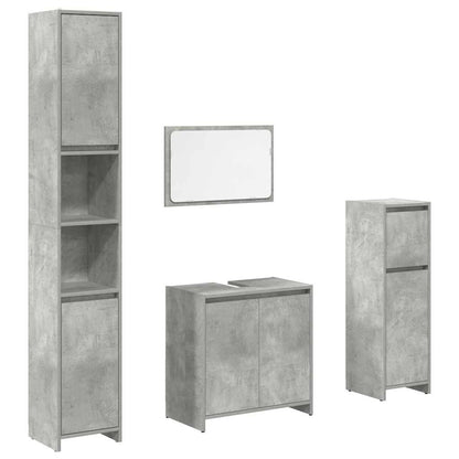 4 Piece Bathroom Furniture Set Concrete Grey Engineered Wood
