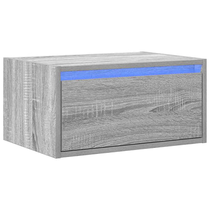 Wall-mounted Bedside Cabinet with LED Lights Grey Sonoma