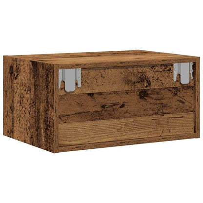 Wall-mounted Bedside Cabinets with LED Lights 2 pcs Old Wood