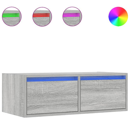 TV Cabinet with LED Lights Grey Sonoma 75x35.5x25 cm