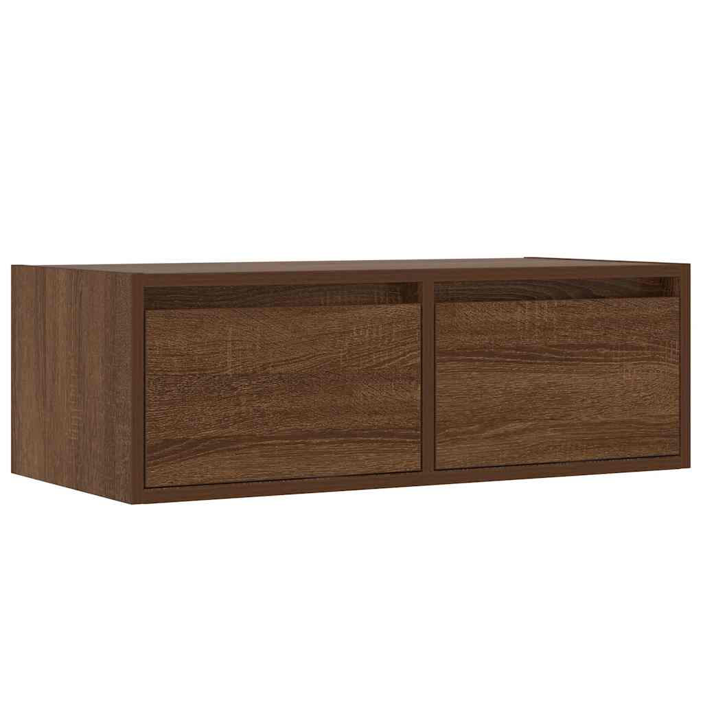 TV Cabinet with LED Lights Brown Oak 75x35.5x25 cm