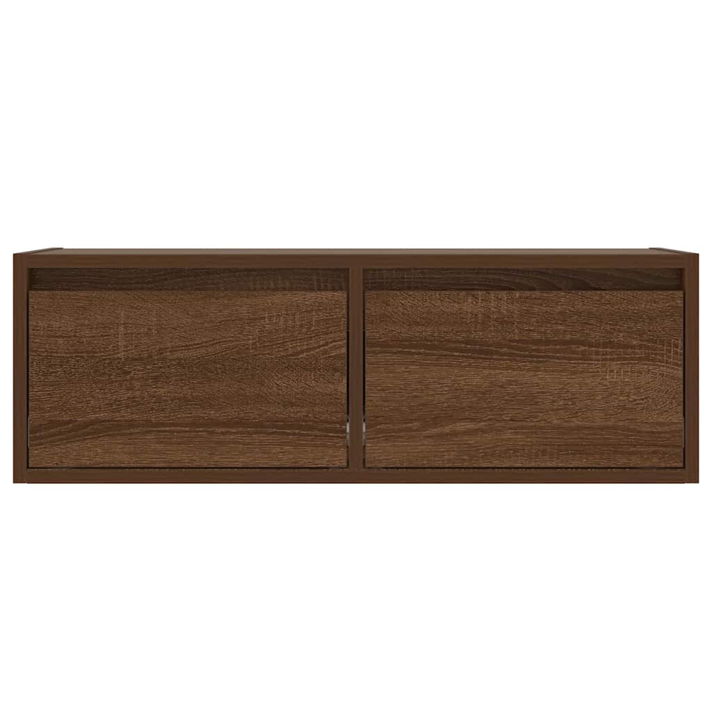 TV Cabinet with LED Lights Brown Oak 75x35.5x25 cm