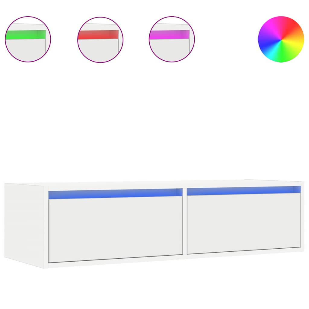 TV Cabinet with LED Lights White 100X35.5x25 cm