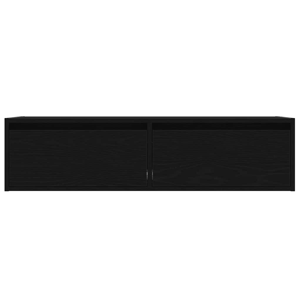 TV Cabinet with LED Lights Black Oak 100X35.5x25 cm