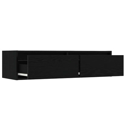 TV Cabinet with LED Lights Black Oak 100X35.5x25 cm
