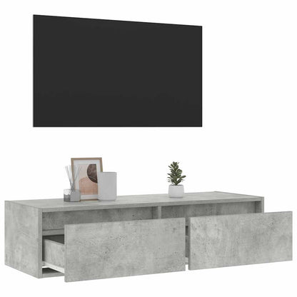 TV Cabinet with LED Lights Concrete Grey 100X35.5x25 cm