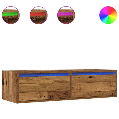 TV Cabinet with LED Lights Old Wood 100X35.5x25 cm