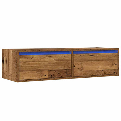 TV Cabinet with LED Lights Old Wood 100X35.5x25 cm