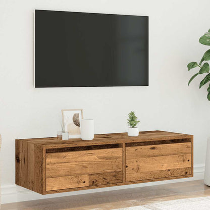 TV Cabinet with LED Lights Old Wood 100X35.5x25 cm