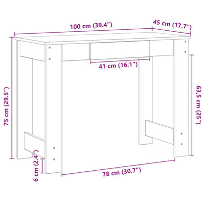 Engineered Wood Desk 100x45x75 cm - Sleek White Finish