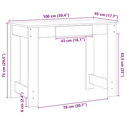 Compact Grey Sonoma Desk 100x45x75 cm - Engineered Wood Finish