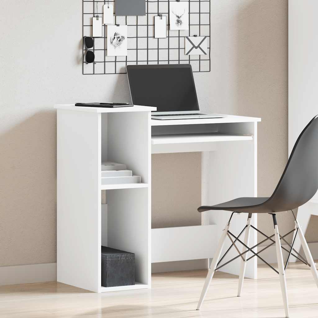 White Desk with Shelves, Engineered Wood, 84x40x78 cm