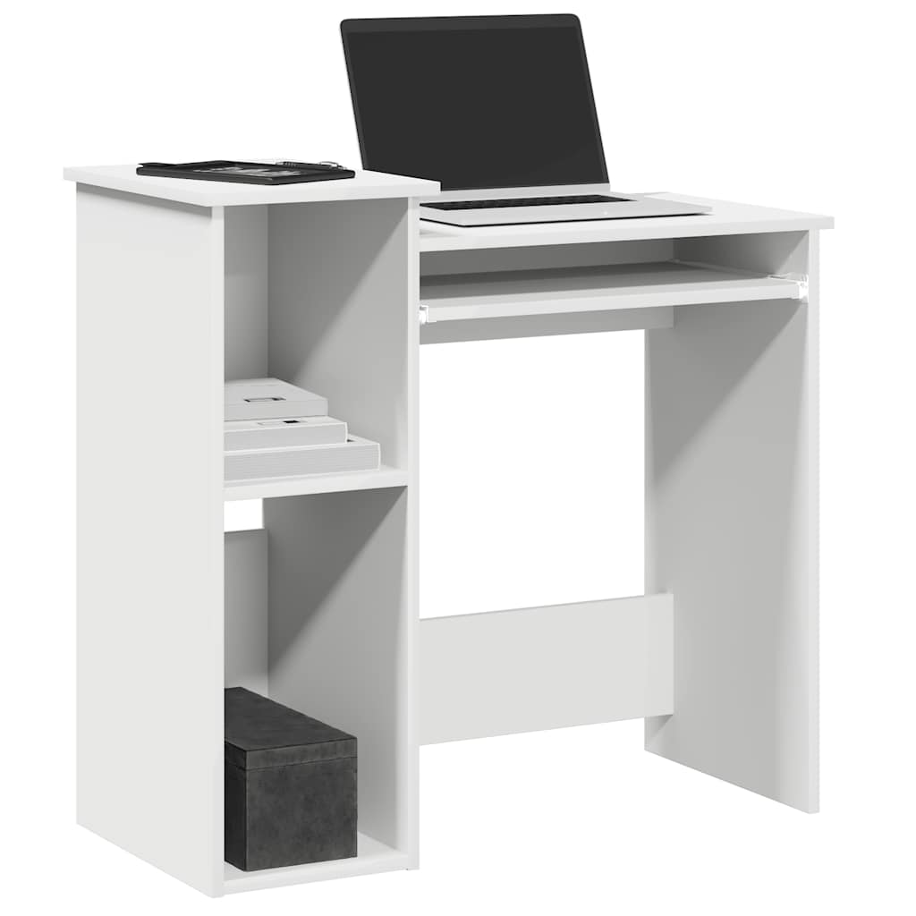 White Desk with Shelves, Engineered Wood, 84x40x78 cm