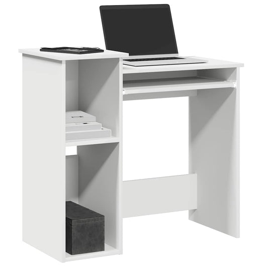 White Desk with Shelves, Engineered Wood, 84x40x78 cm