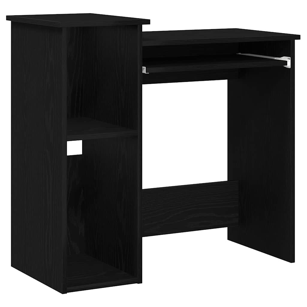 Black Engineered Wood Desk with Shelves, 84x40x78 cm