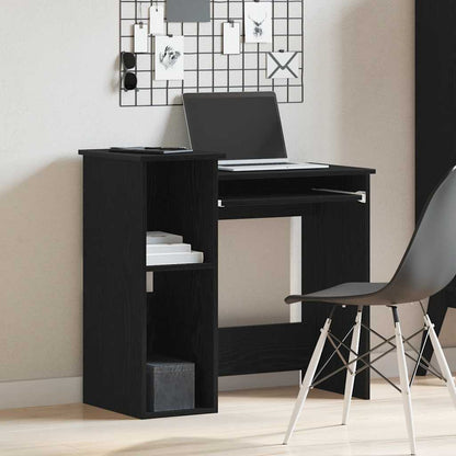 Black Engineered Wood Desk with Shelves, 84x40x78 cm