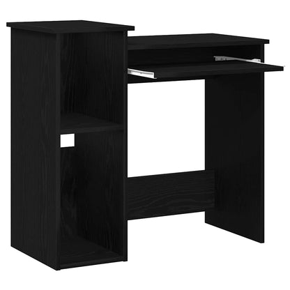 Black Engineered Wood Desk with Shelves, 84x40x78 cm
