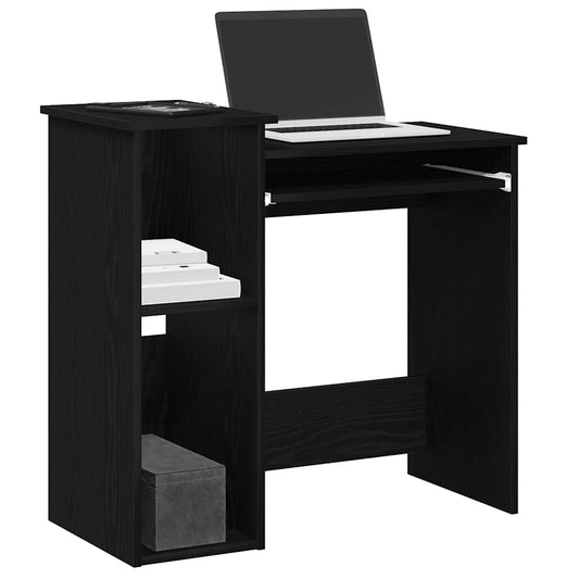 Black Engineered Wood Desk with Shelves, 84x40x78 cm